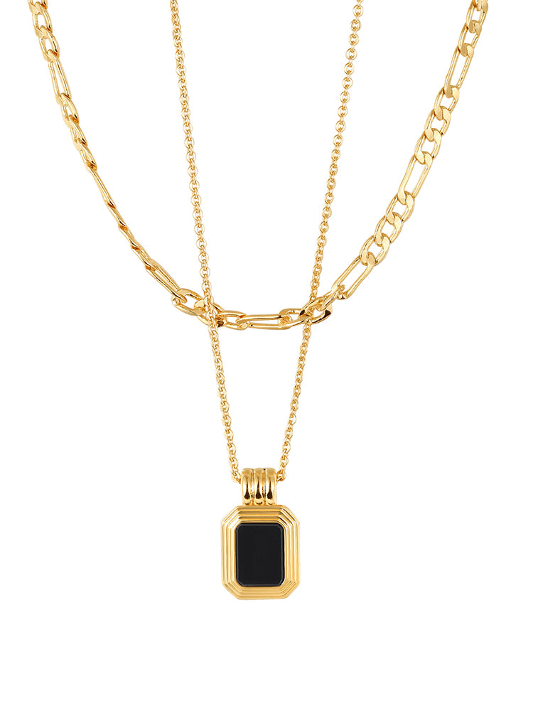 Black square Stacked Wear necklace