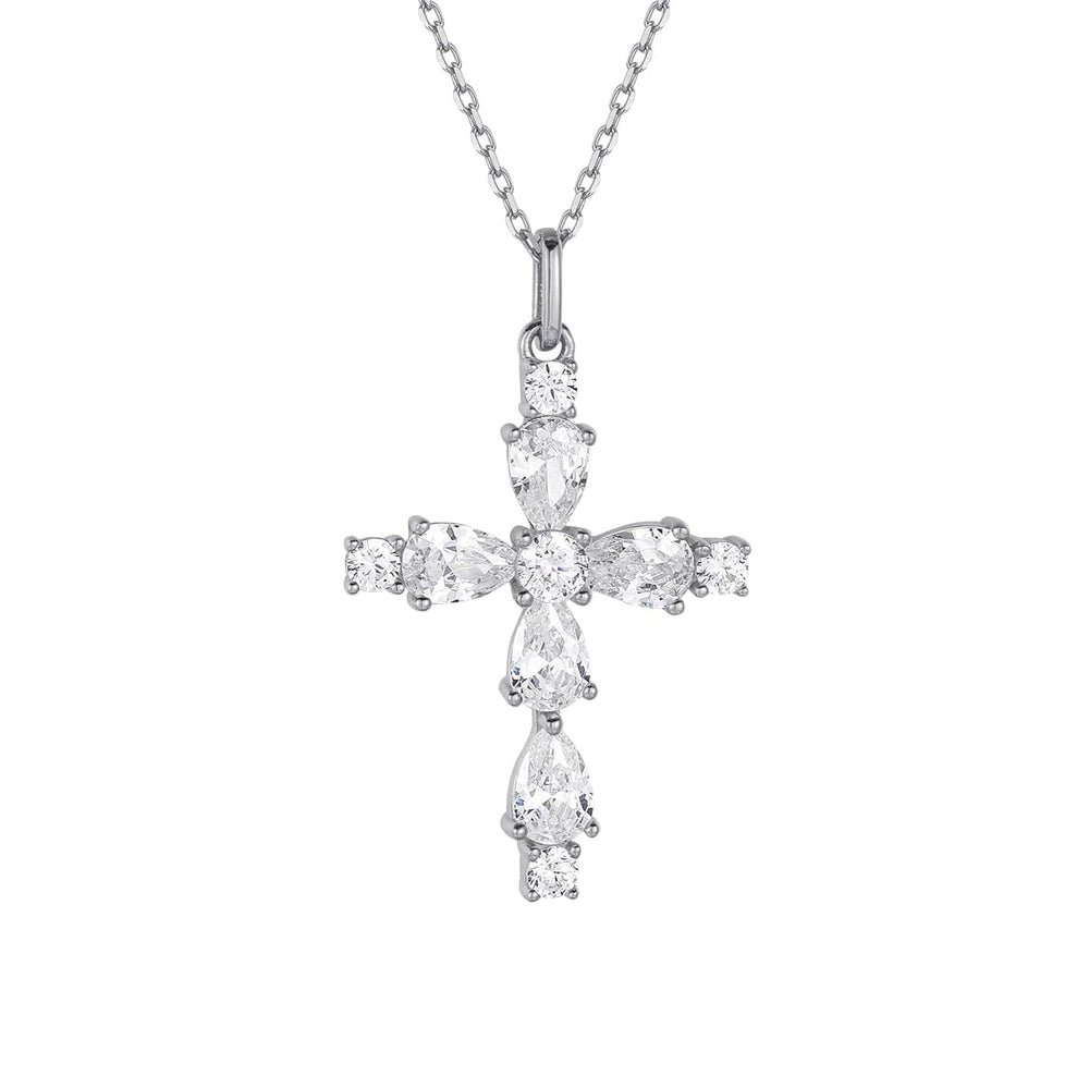 Cz Diamond Cross Pendant Necklace