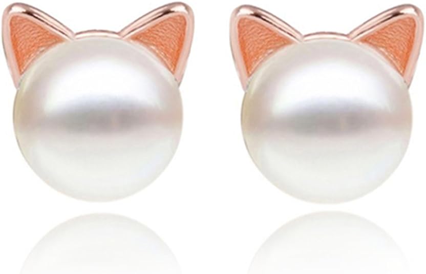 Cat Ear Pearl Stud Earrings