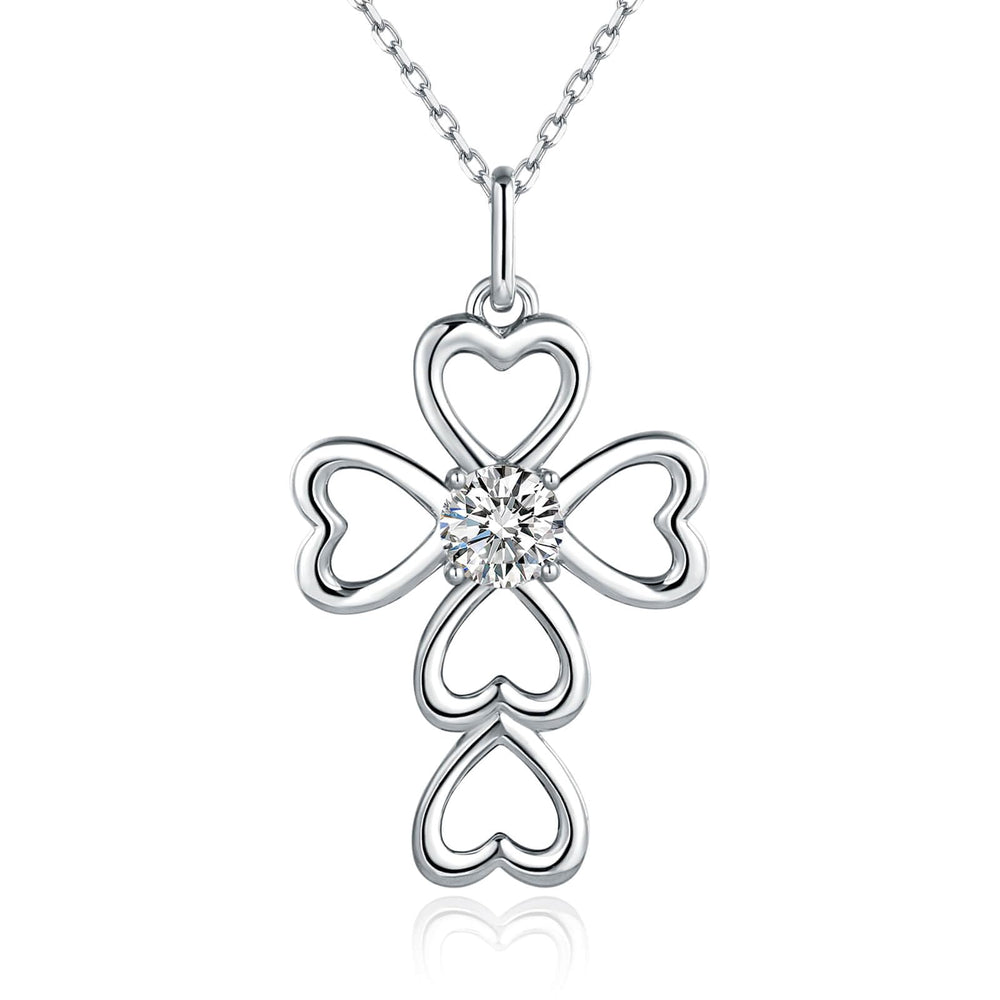 Moissanite Diamond Love Heart Cross Necklaces