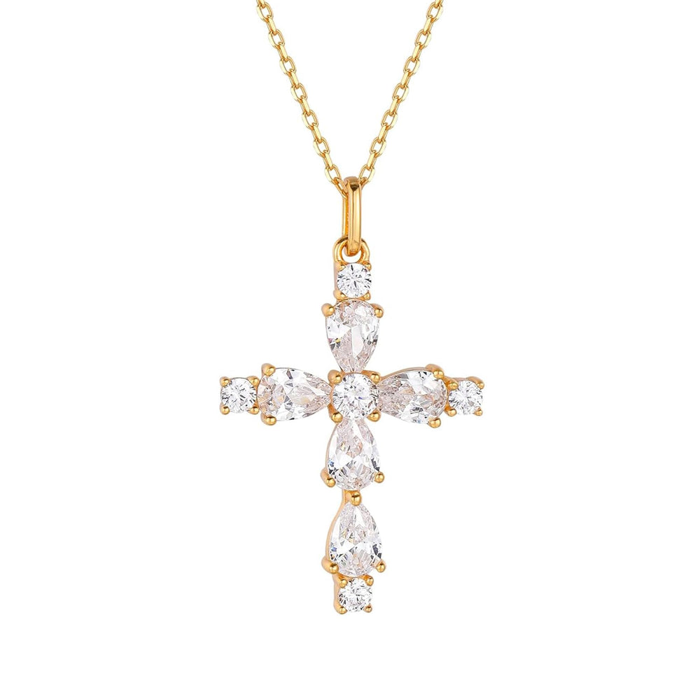 Cz Diamond Cross Pendant Necklace