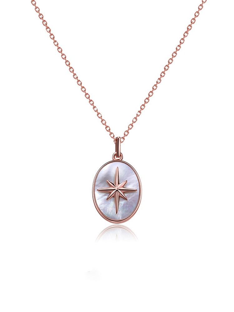 Star Shell Pendant Necklace In Sterling Silver And Rose Gold