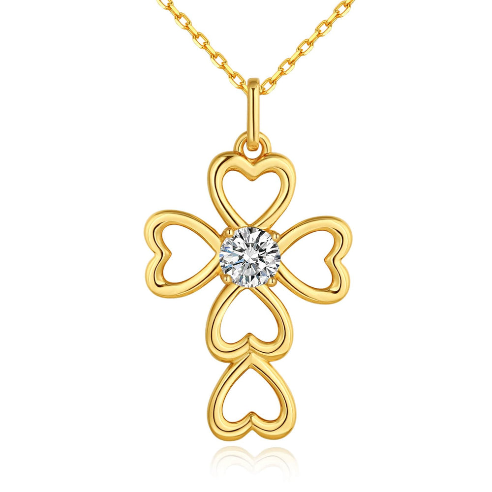 Moissanite Diamond Love Heart Cross Necklaces