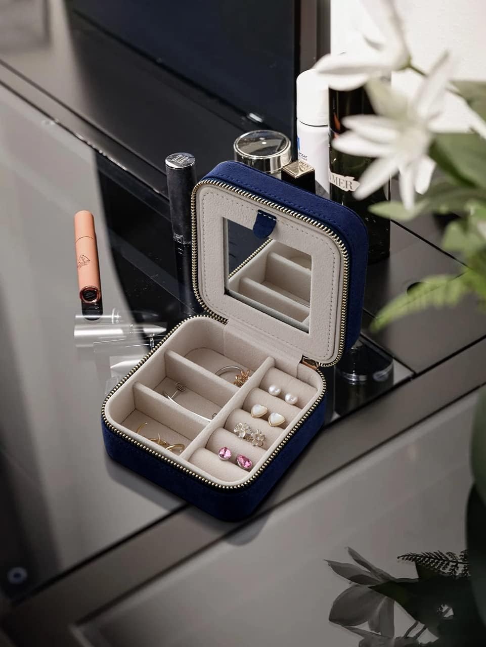 S.Leaf Mini Travel Jewelry Case - Portable Organizer Box for Women