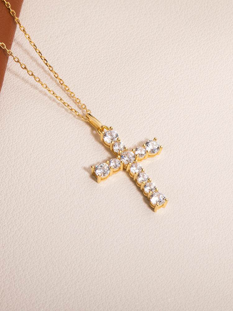 Cz cross necklace for men women gift for her