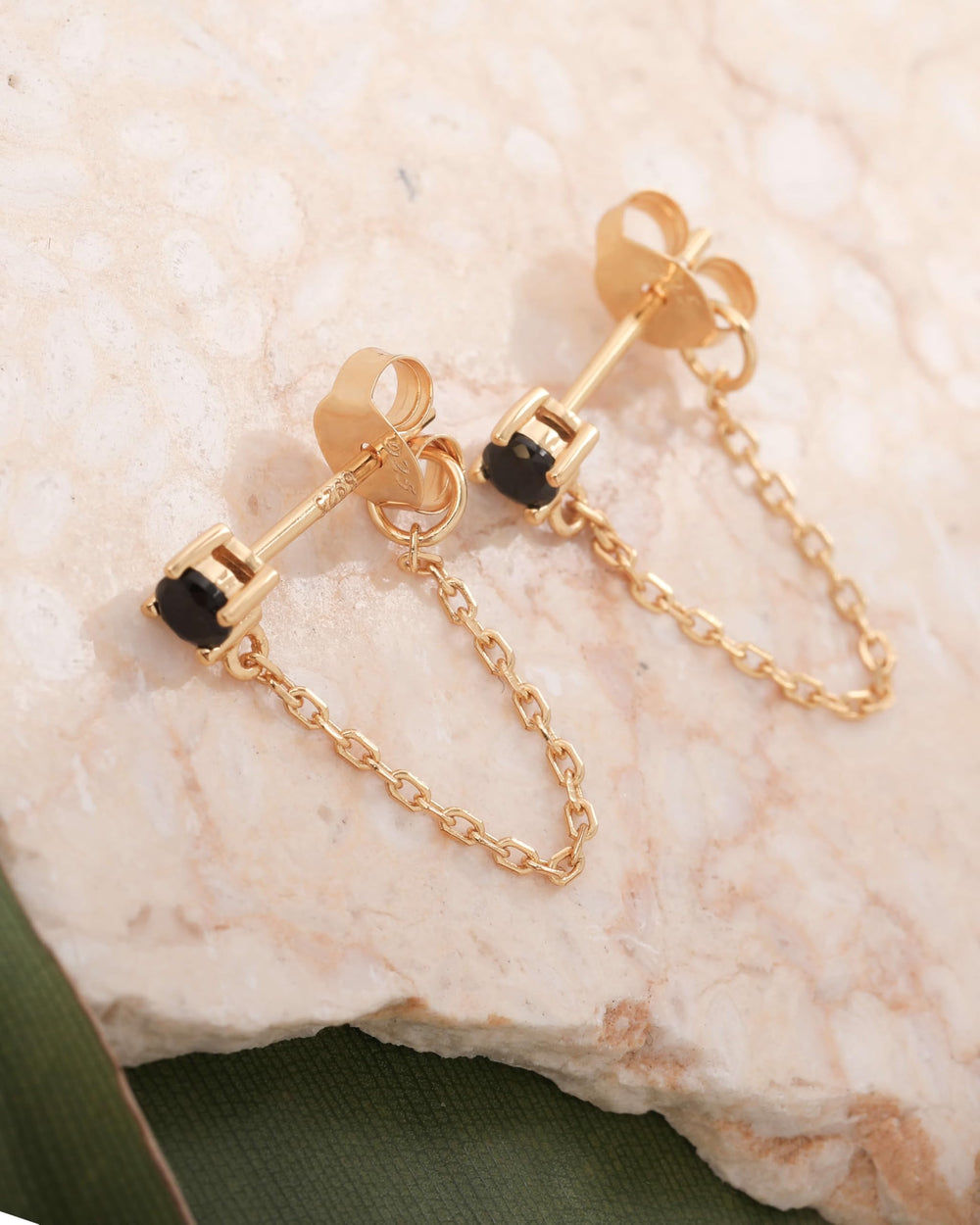 S.Leaf 925 Sterling Silver 18Karat Gold Plated Chain Earrings