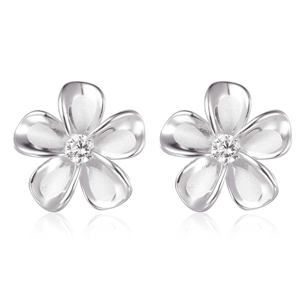 S.Leaf Plumeria Flower Earrings