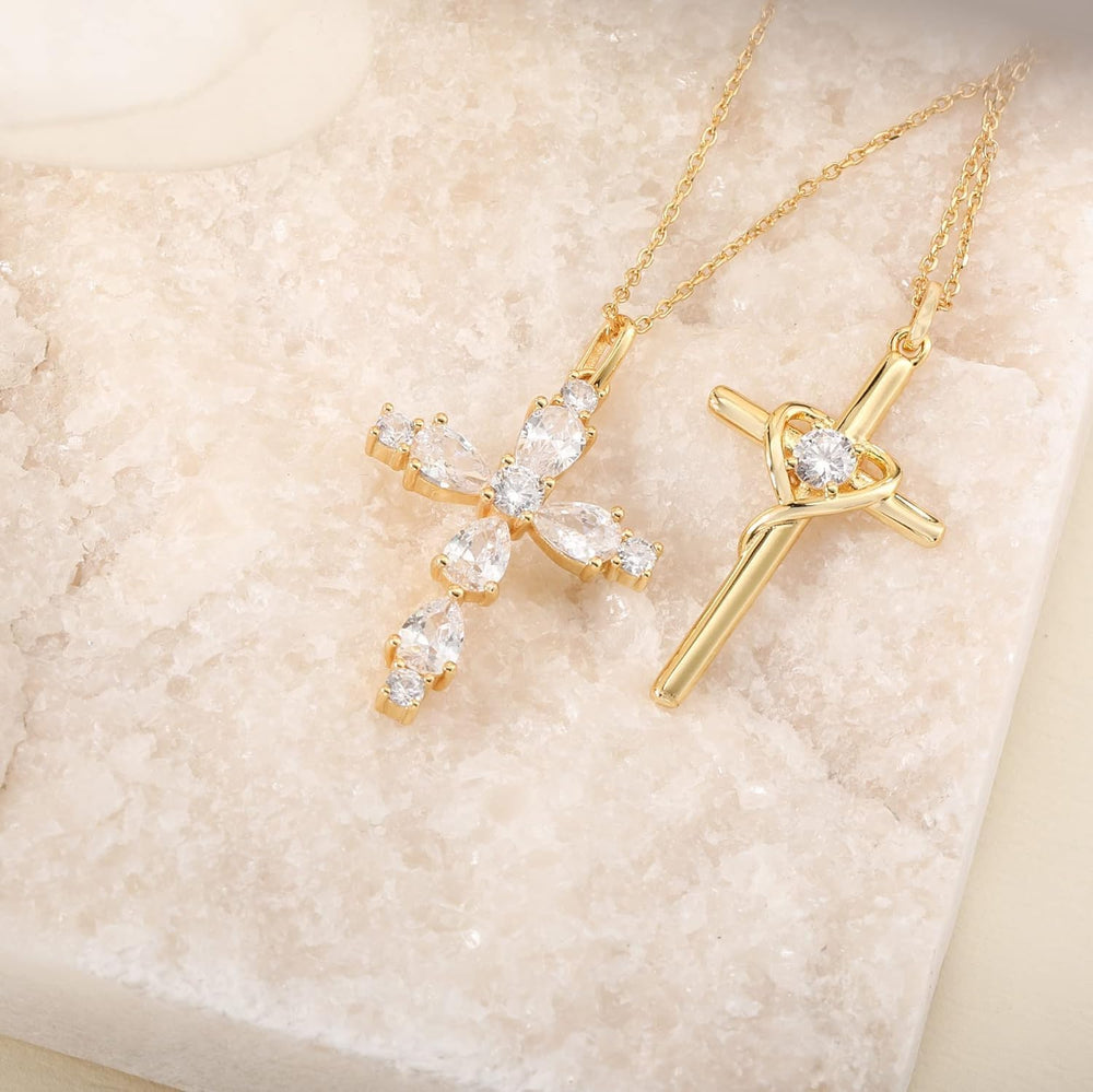 Cz Diamond Cross Pendant Necklace