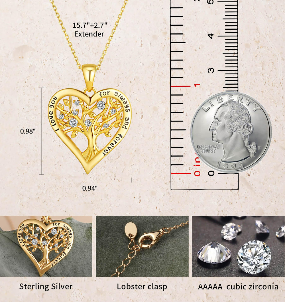 Love Heart Tree of Life Necklaces