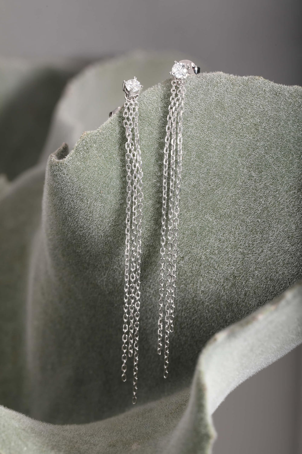 S925 Sterling Silver Through Tassel Chain Earrings