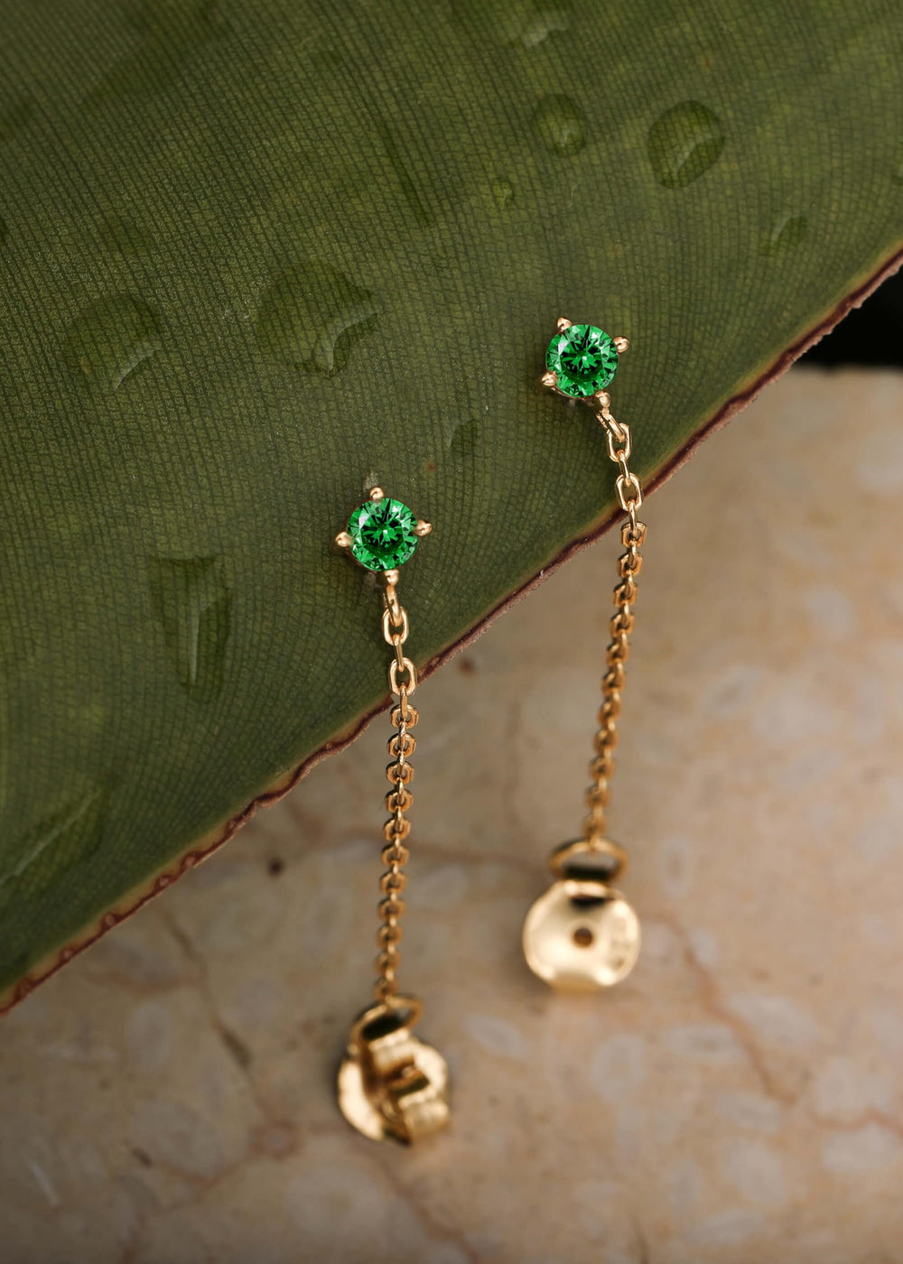 S.Leaf 925 Sterling Silver 18Karat Gold Plated Chain Earrings