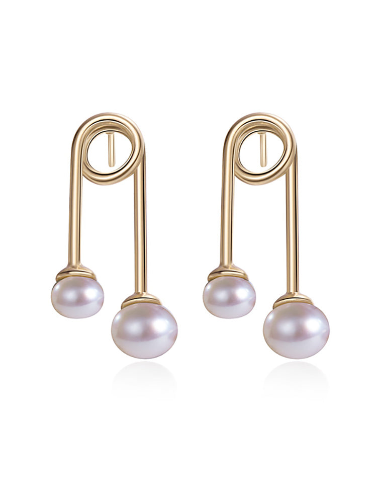 Paperclip pearl earrings for women