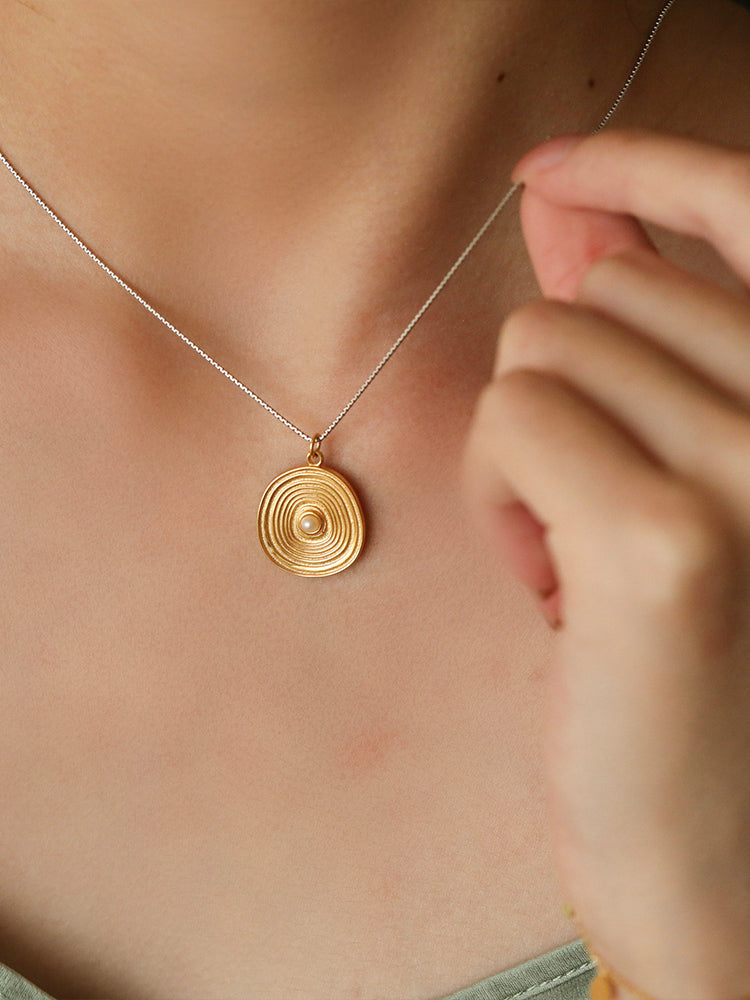 Minimalist year round gold coin necklace Gold plated