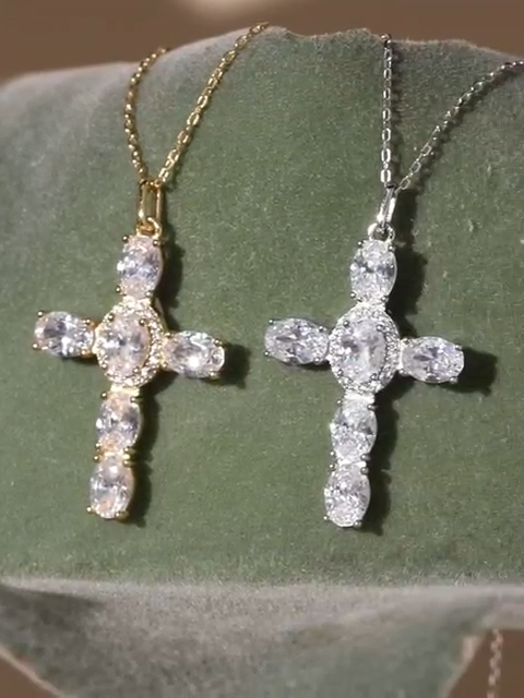S.Leaf 925 Sterling Silver Cross Necklaces