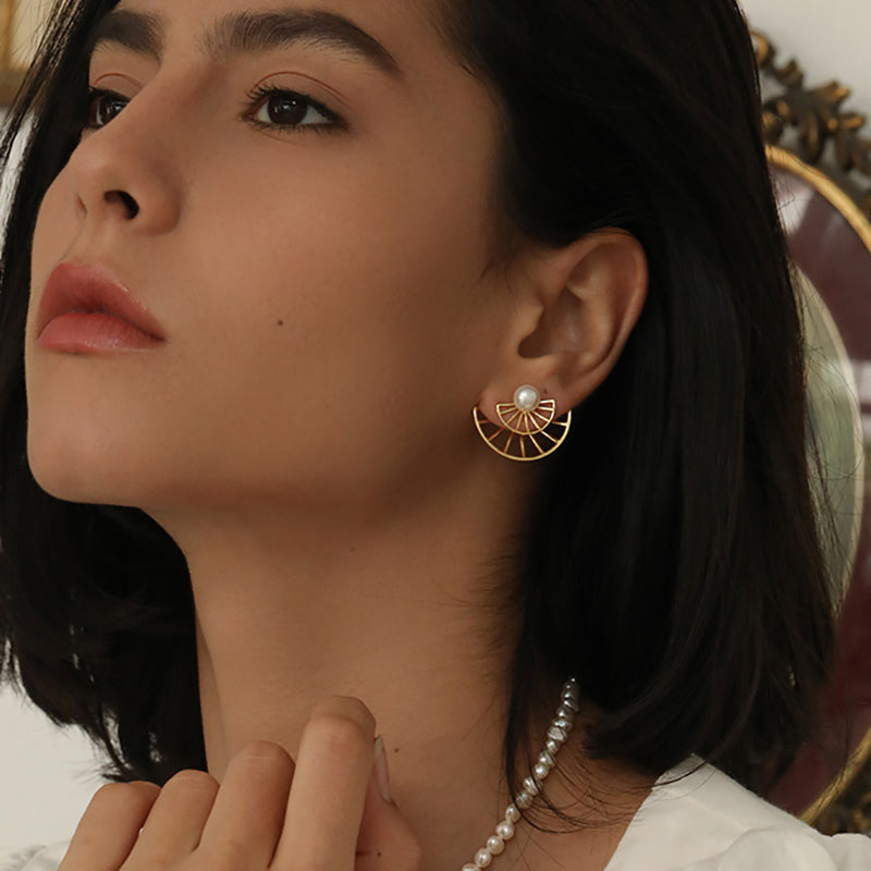 Pearl Sector Earring Jackets stud earrings gold