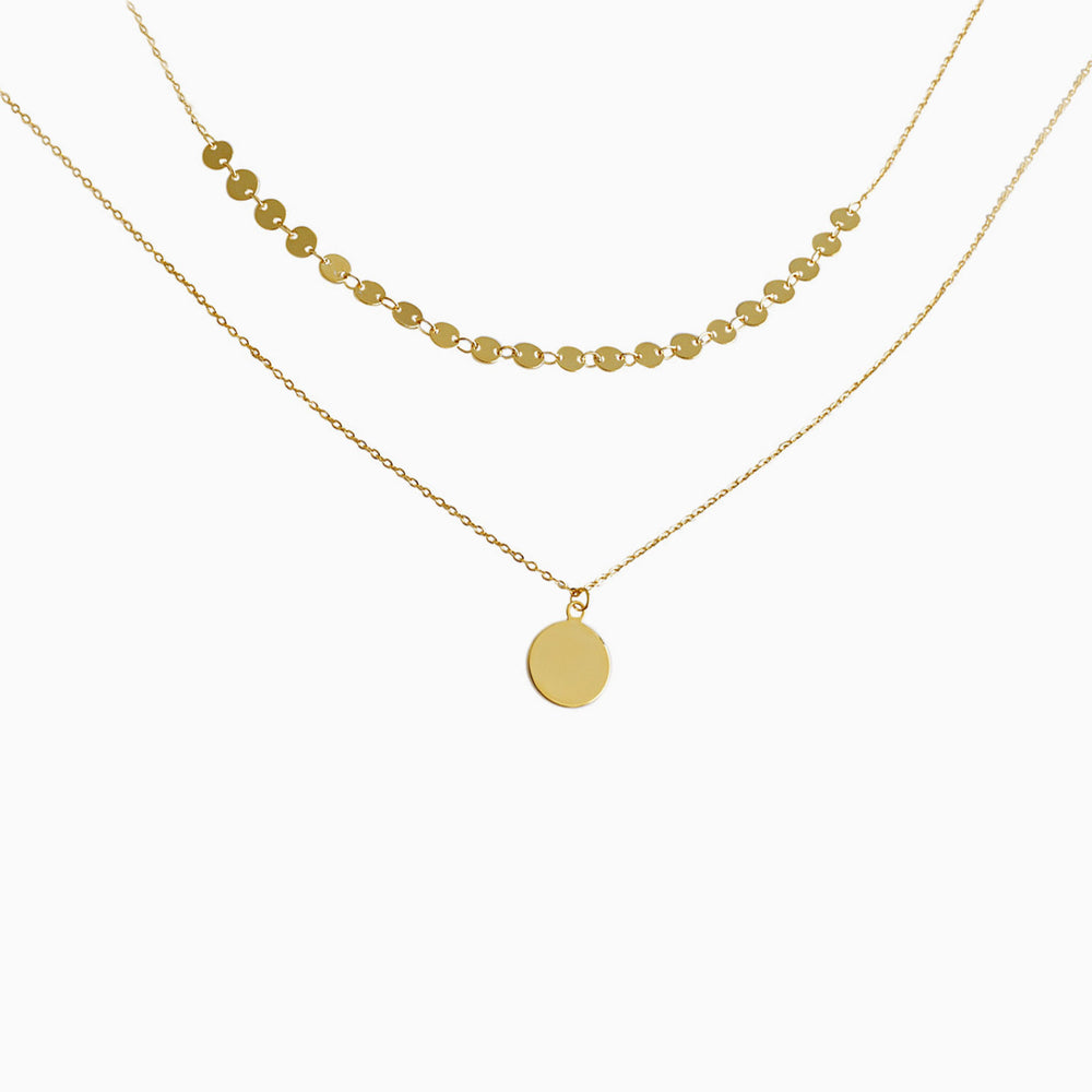 Minimalist Disc Layered Necklace for women gold