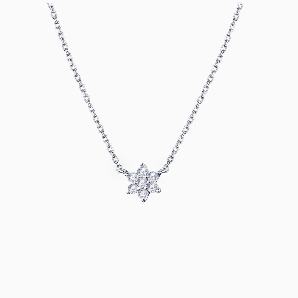Cubic Zirconia Snowflake Pendant Necklace Silver