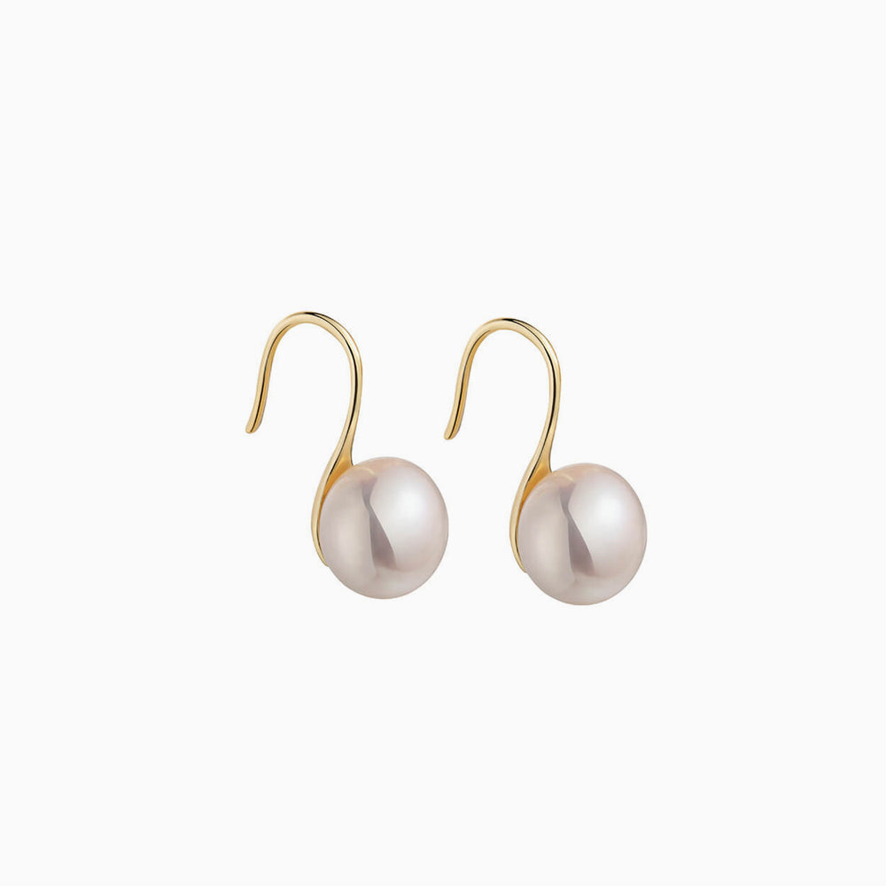 Gold High Heel Natural Pearl Drop Earrings for women
