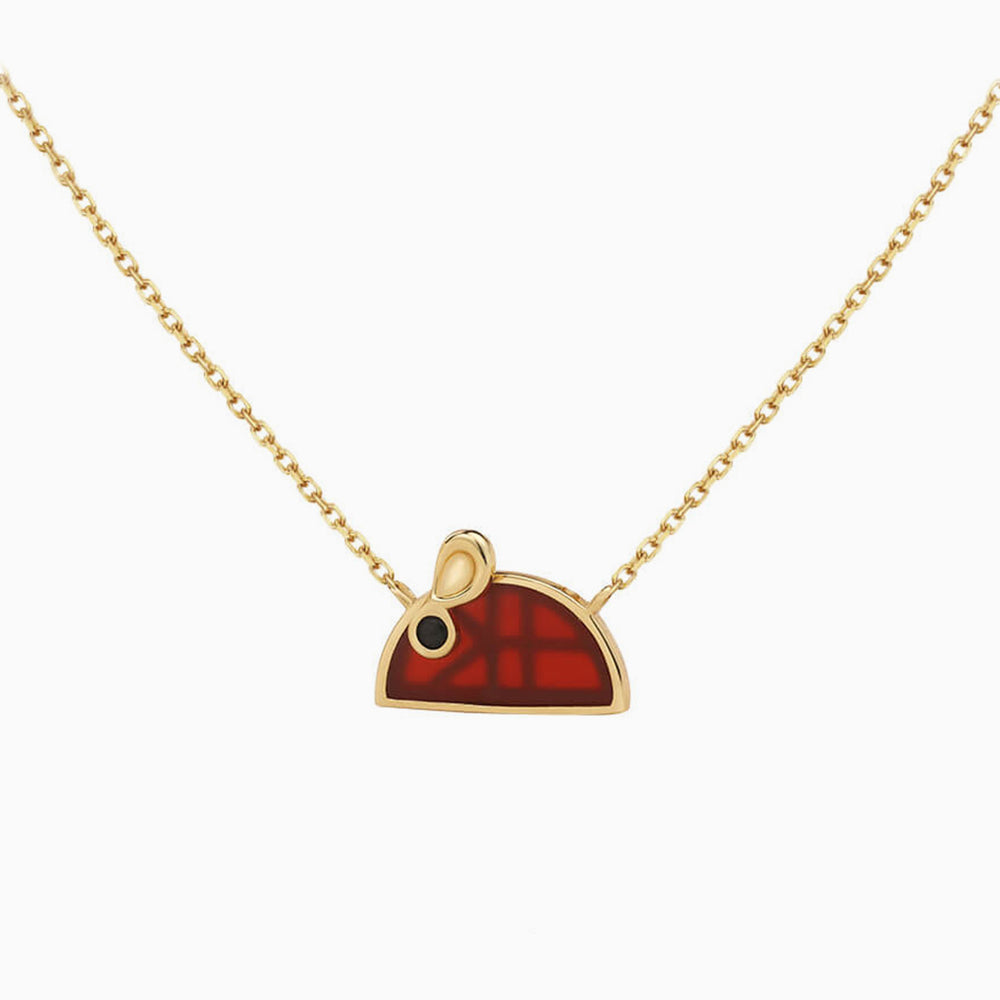Cute Red Agate Lucky Mouse Necklace