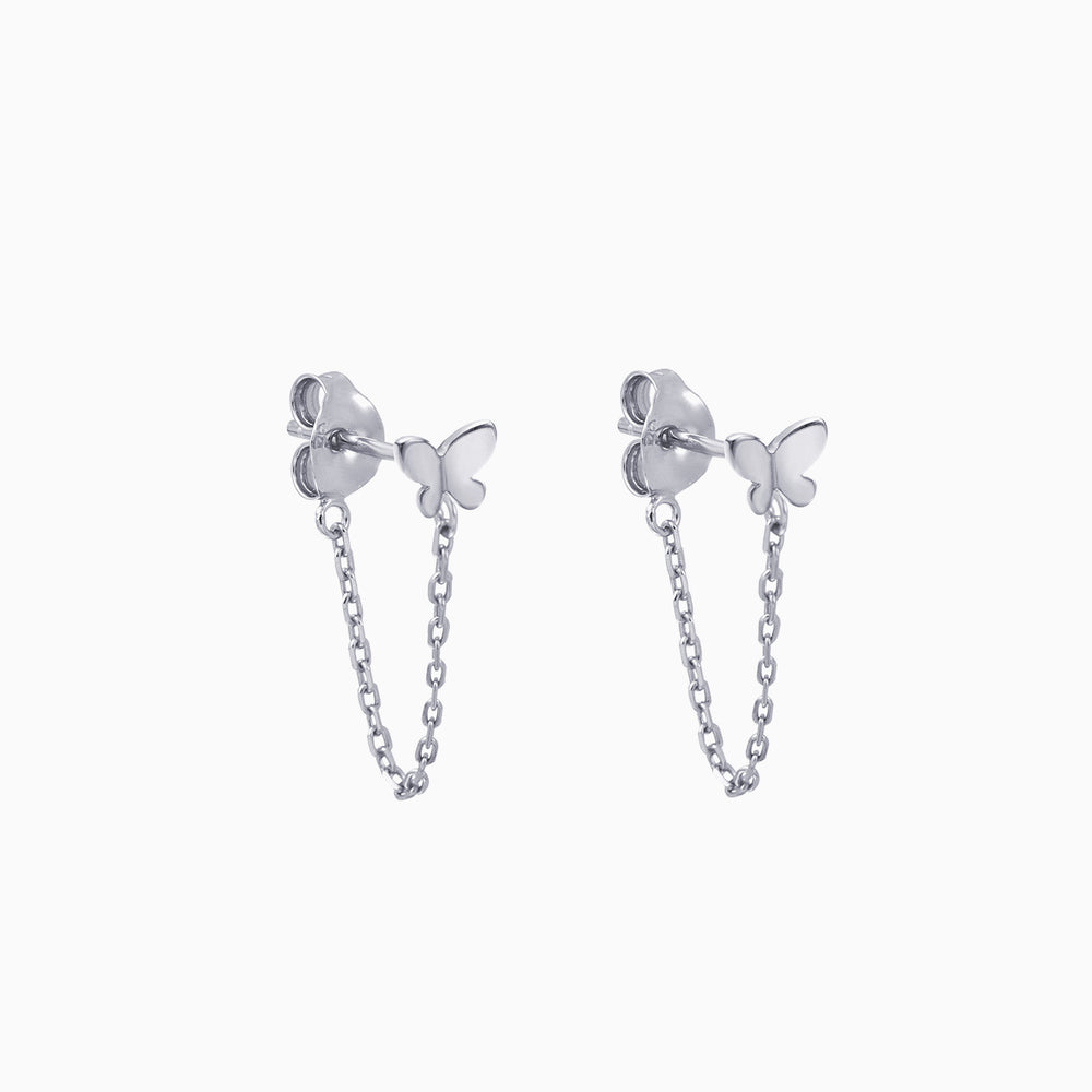 butterfly chain dangle earrings sterling silver