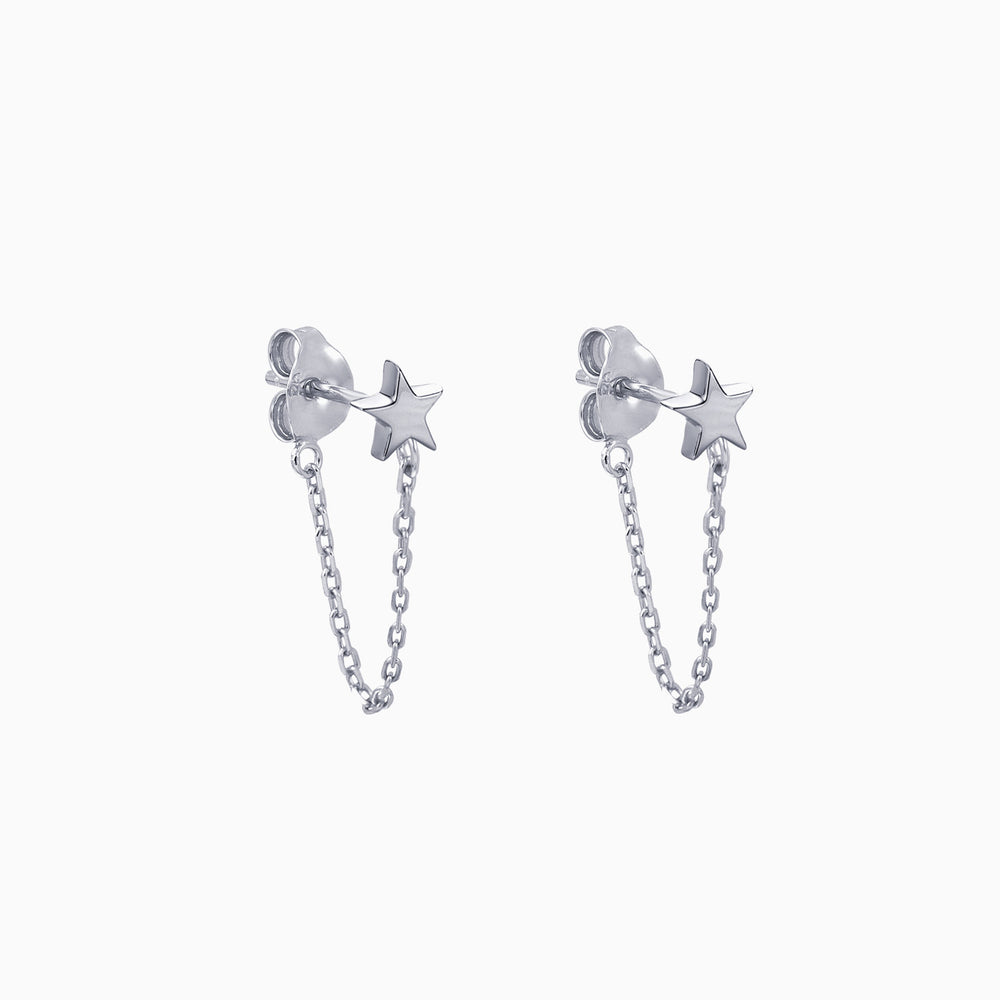 sterling silver star chain dangle earrings