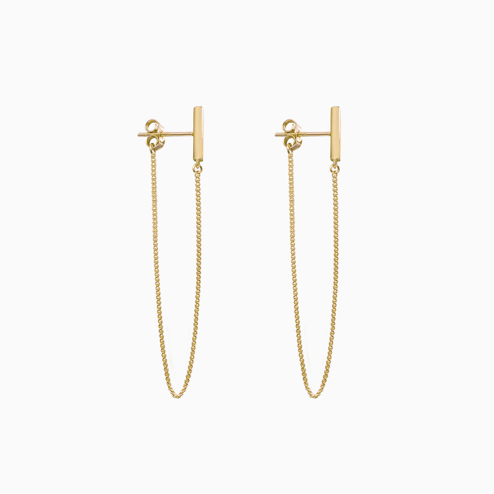 long dangle earrings gold bar studs
