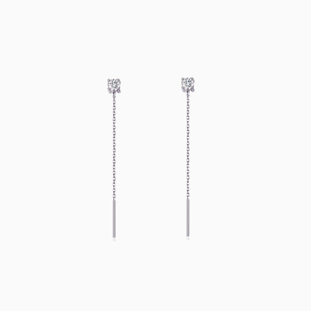short Cubic Zirconia Threader Earrings silver