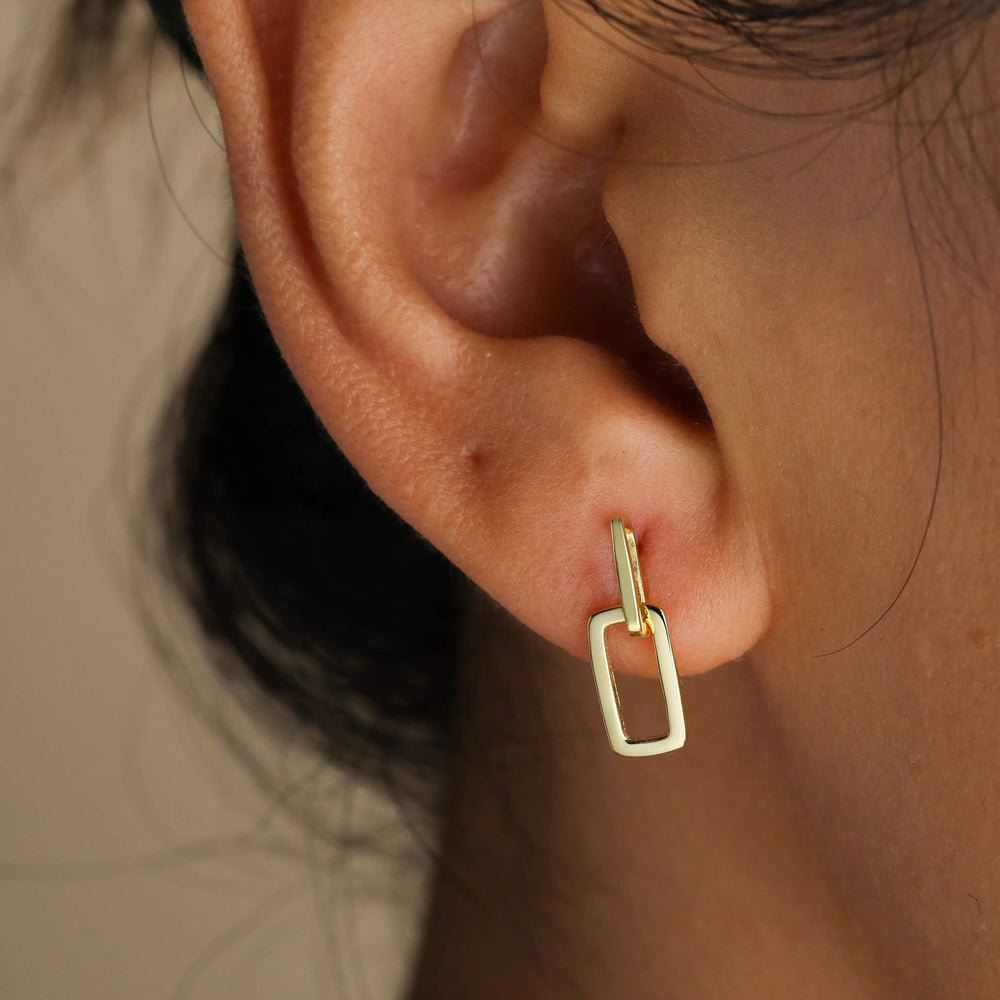 Square Link Dangle Earrings