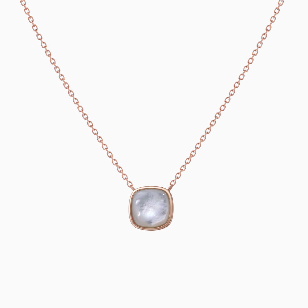 Mother of Pearl Square Pendant Necklace rose gold