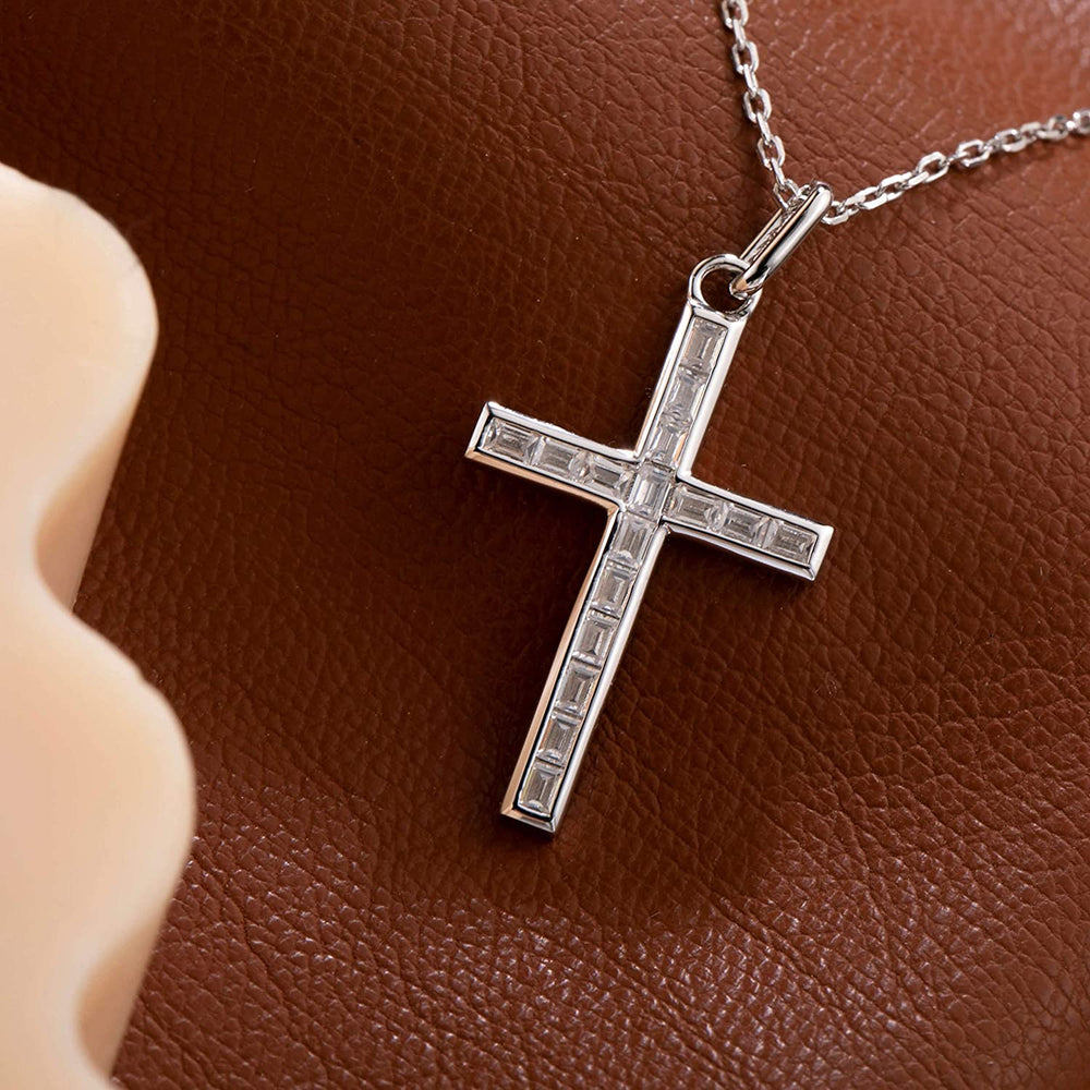 Cz cross necklace for men women gift for her