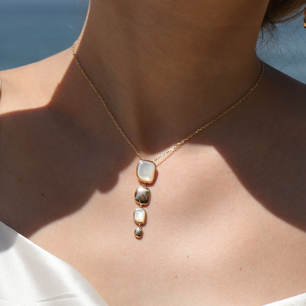 Handmade Vertical Mother Of Pearl statement Necklace