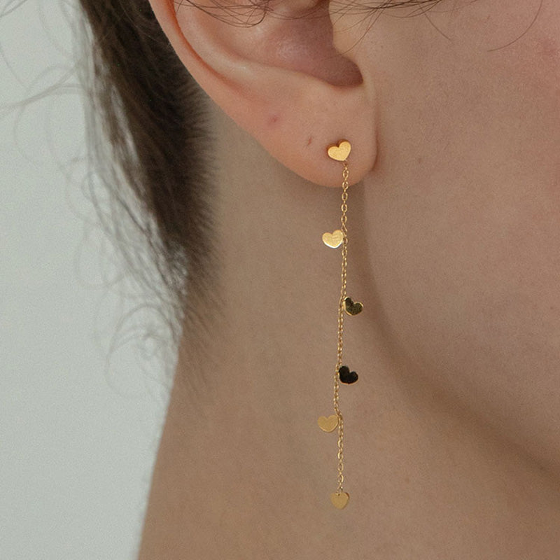Gold Tiny Heart Dangle Earrings