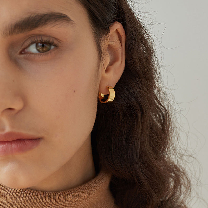 Minimalist Wide Hoop Earrings for women