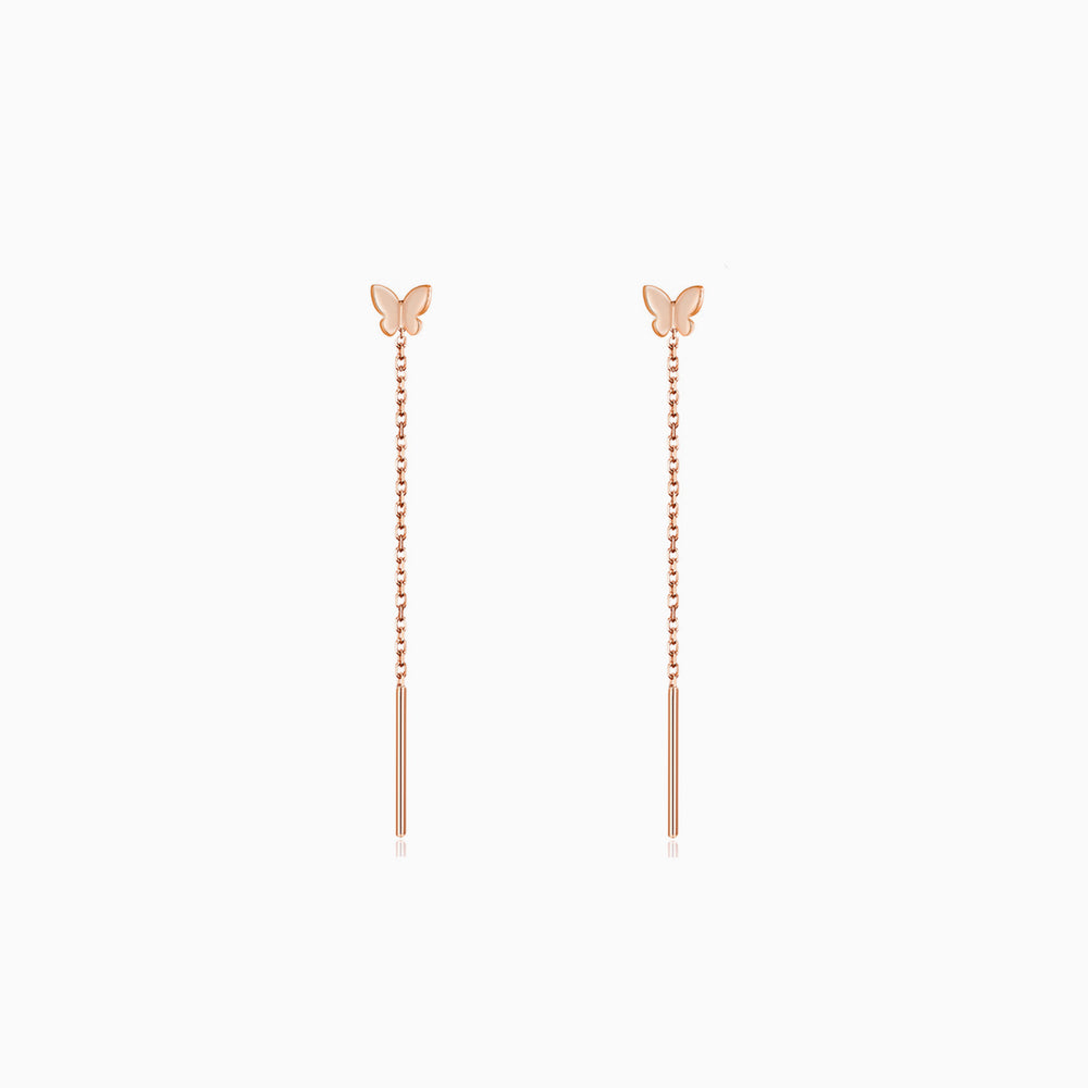 Tiny Butterfly Threader Earrings rose gold