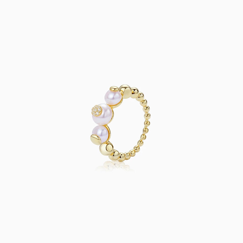 Bubble Ball pearl cocktail Ring gold