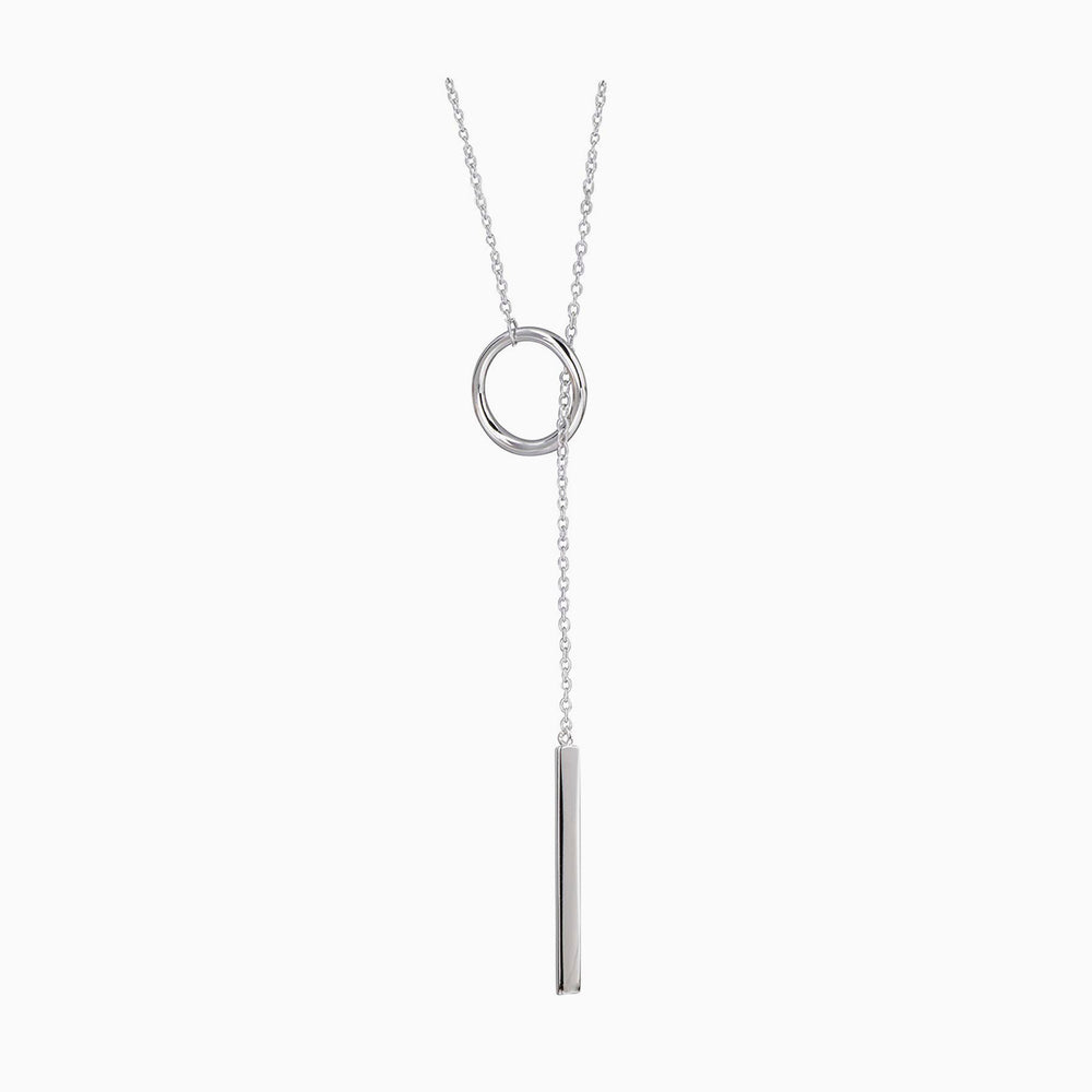 Lariat Bar Karma Open Circle sweater Necklace sterling silver