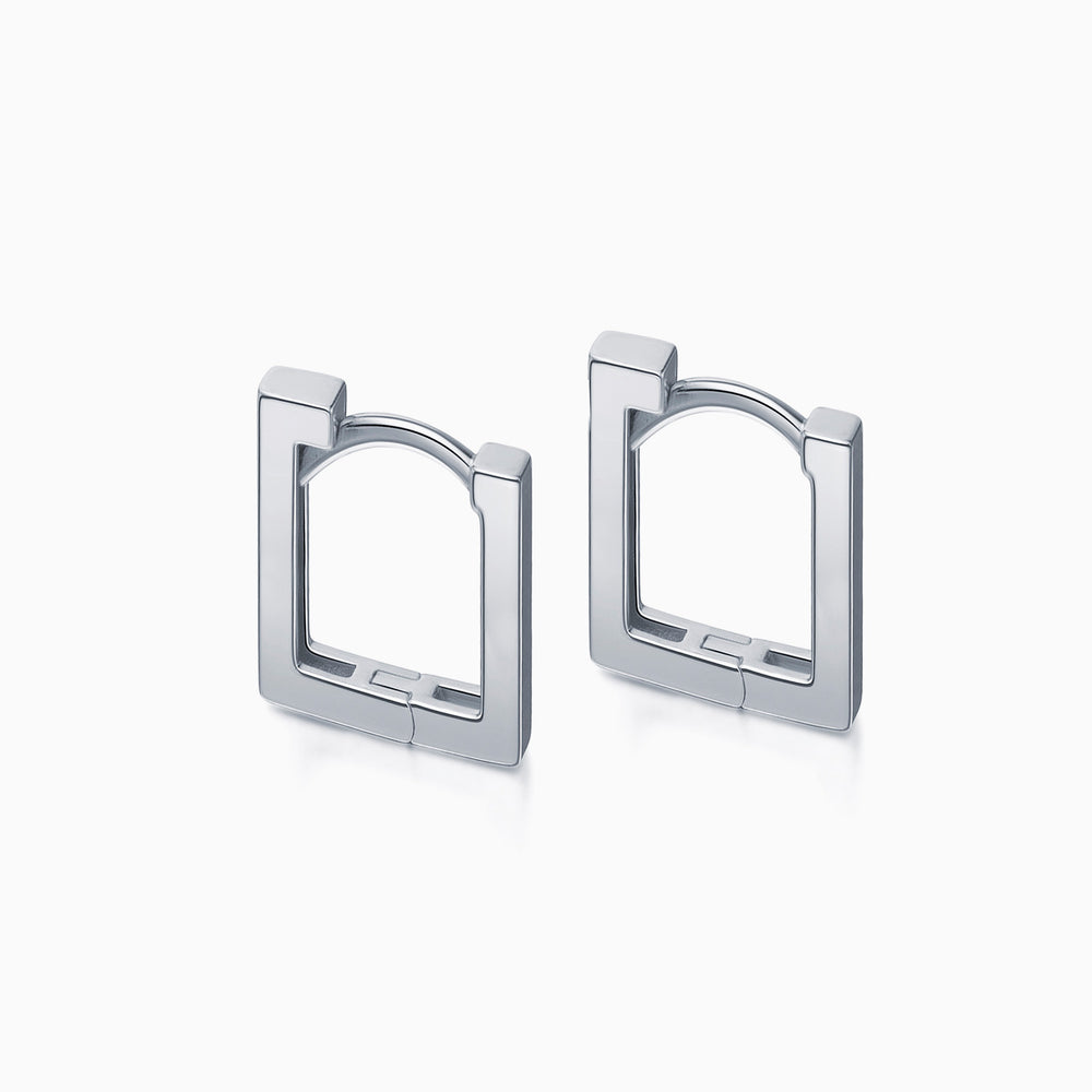 minimalist Long Square Hoop Earrings sterling silver