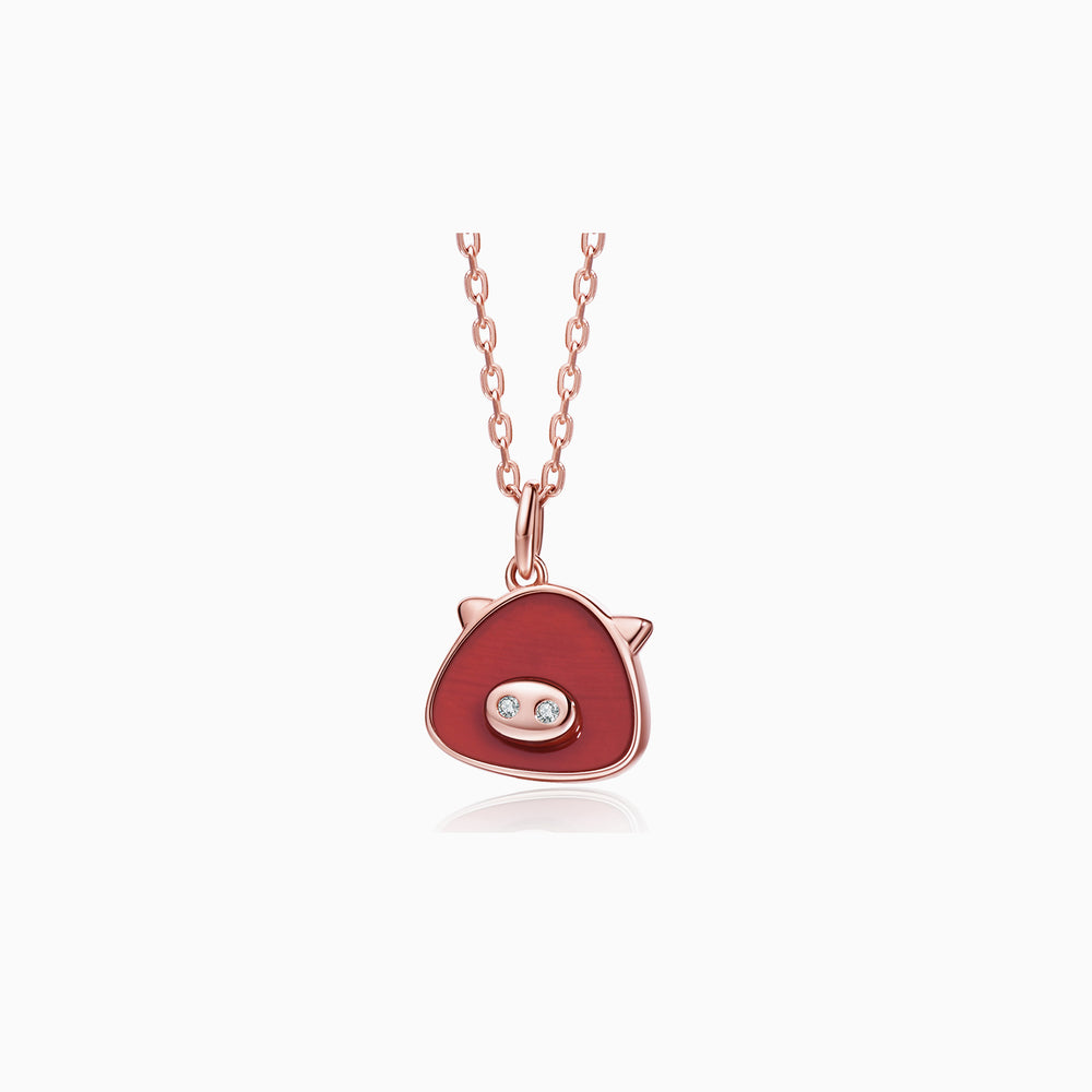 red piggy necklace rose gold