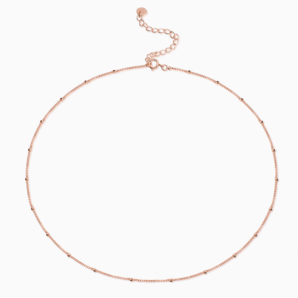 simple Satellite Chain Choker Necklace rose gold