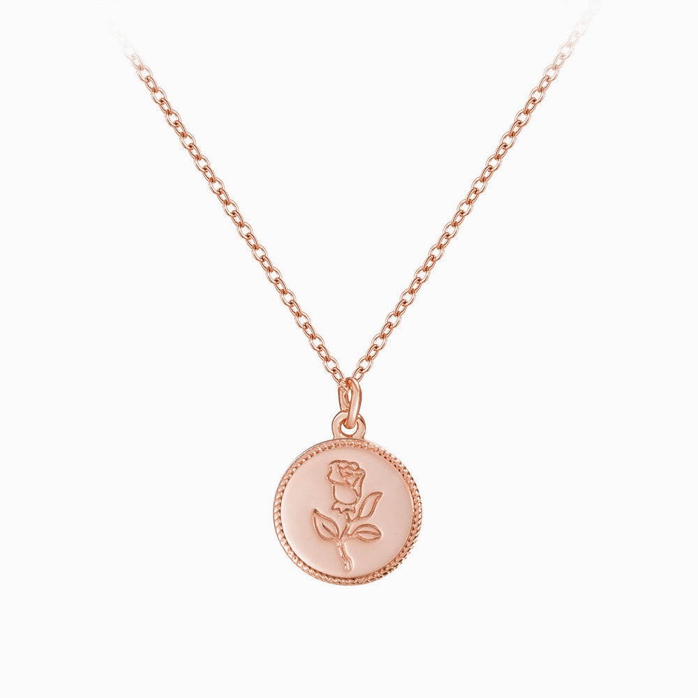 Rose Gemini Zodiac front back Coin Necklace rose gold