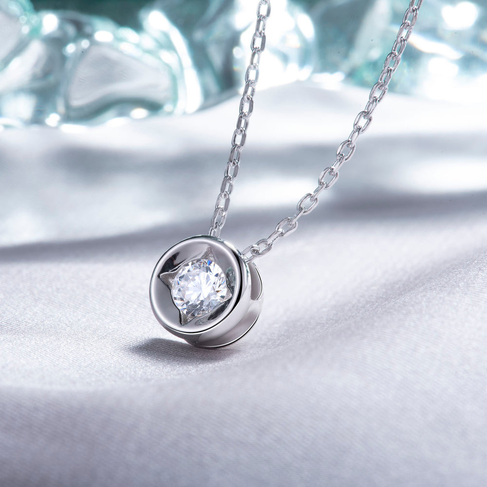 Cubic Zirconia Solitaire Necklace sterling silver