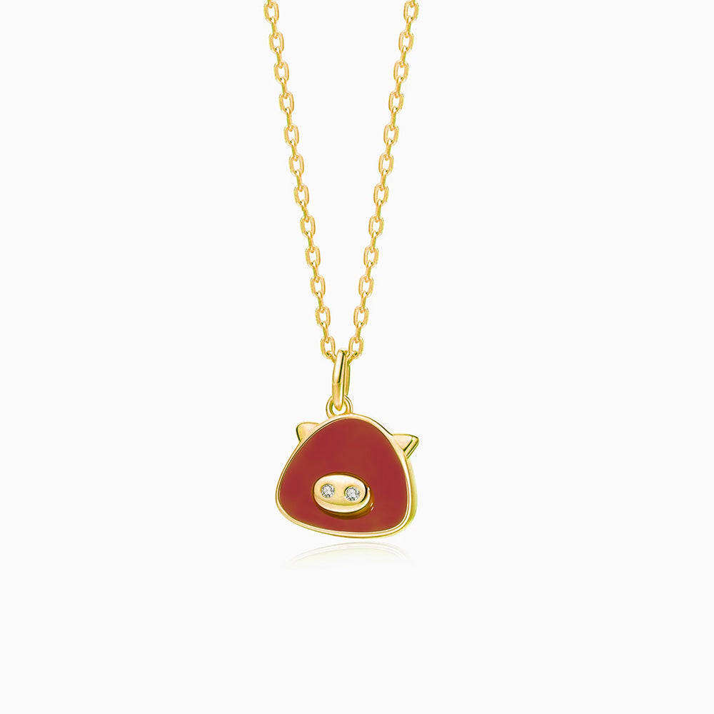 red piggy necklace gold